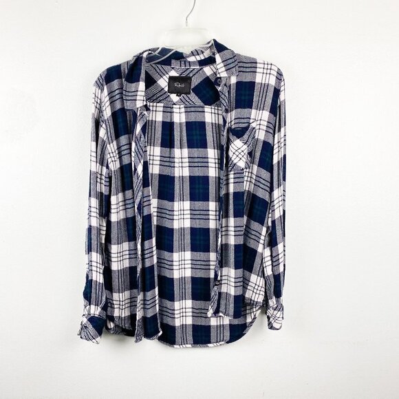 🦋 RAILS Hunter Button Up Plaid Flannel Navy Forest Size Small - Picture 3 of 8